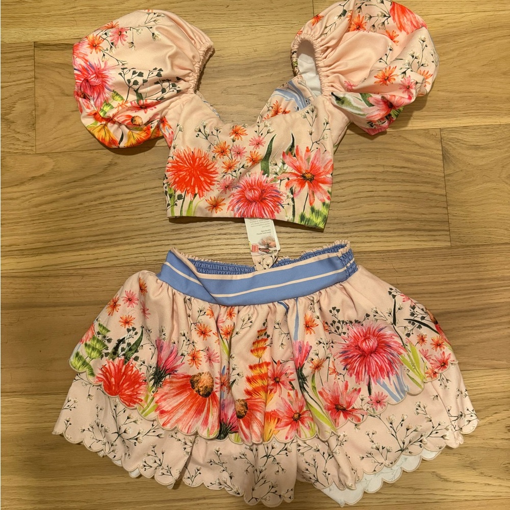 Revolve Auga Bendita Puff Sleeve Top and Skirt Set